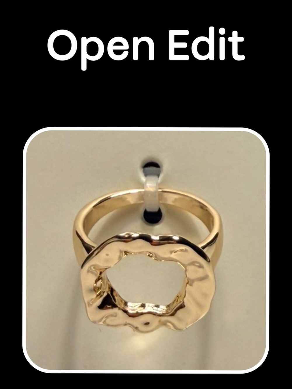 Gold Organic Open Circle Ring - size 8